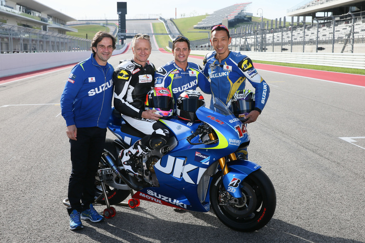 Suzuki-MotoGP-Test in Texas, April 2014: Brivio, Schwantz, de Puniet und Aoki