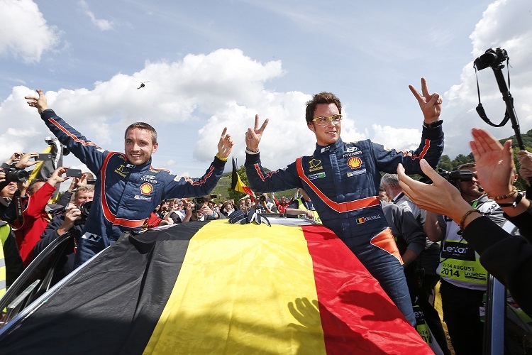 Die Sieger: Thierry Neuville (re.) und Nicolas Gilsoul