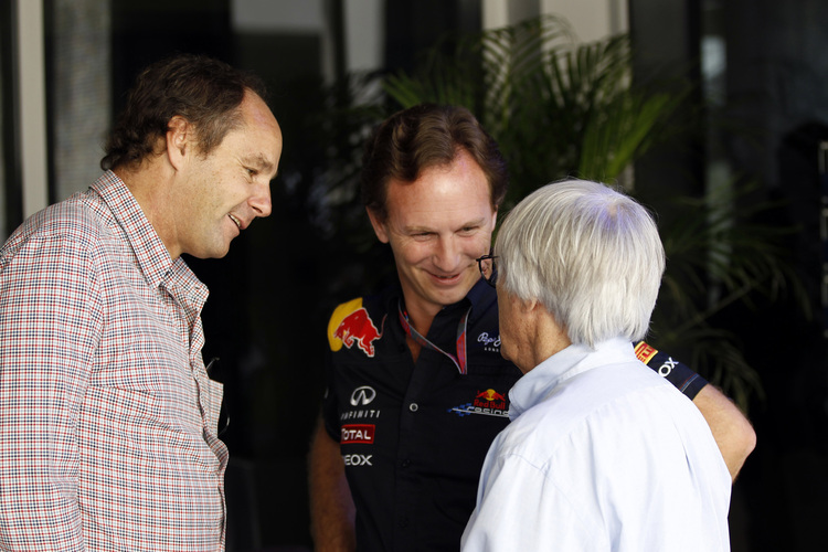 Gerhard Berger, Christian Horner und Bernie Ecclestone im Gespräch