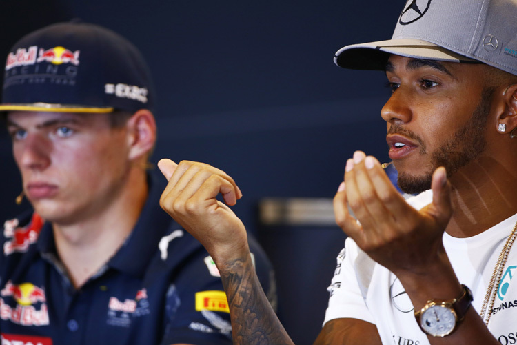 Max Verstappen und Lewis Hamilton