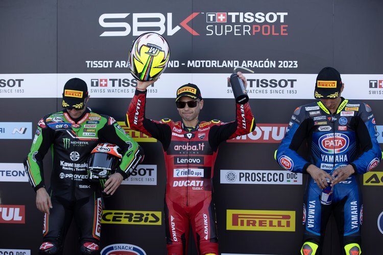 Jonathan Rea, Alvaro Bautista und Toprak Razgatlioglu (v.l.)