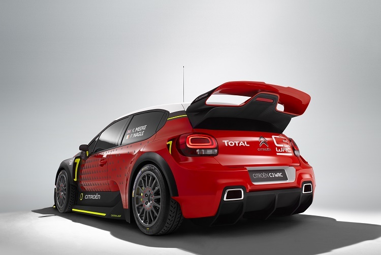 Der neue C3 WRC mit einem wuchtigen Heckspoiler