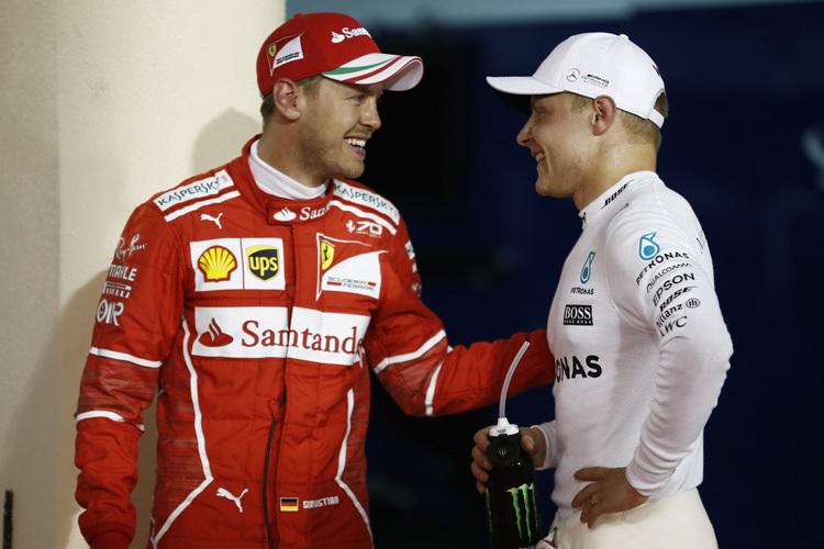 Sebastian Vettel mit Valtteri Bottas