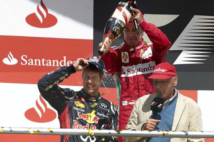 Lauda mit Vettel/Alonso in Hockenheim