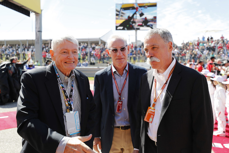 Liberty Media-Vorstandschef John Malone, CEO Greg Maffei und Formel-1-CEO Chase Carey