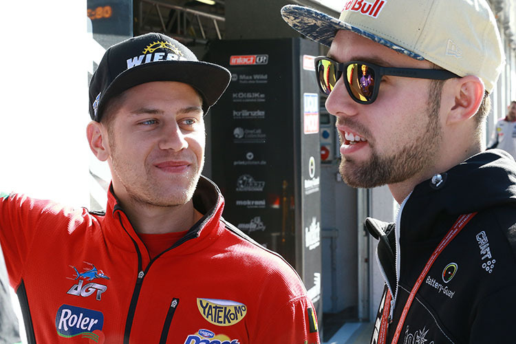 Marcel Schrötter (li.) mit Jonas Folger 2016