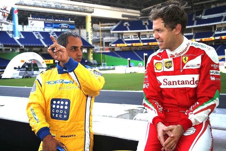 Juan Pablo Montoya und Sebastian Vettel beim Race of Champions