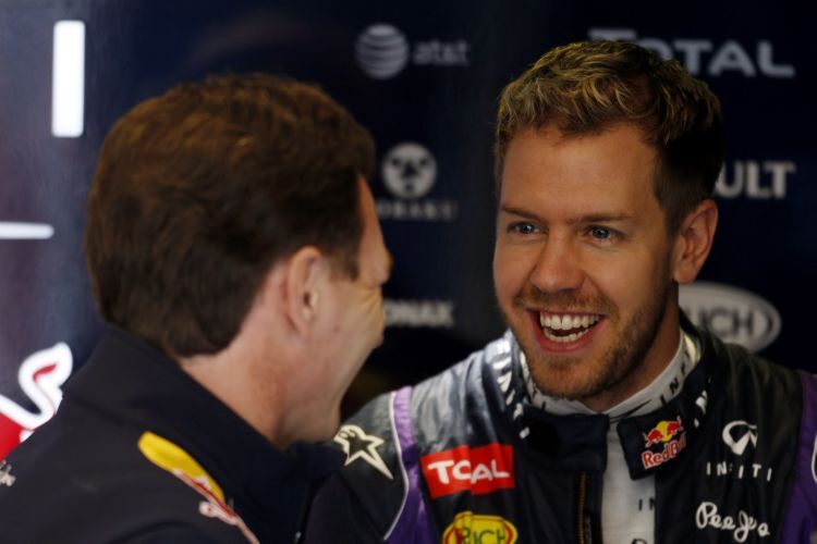Sebastian Vettel mit Teamchef Christian Horner
