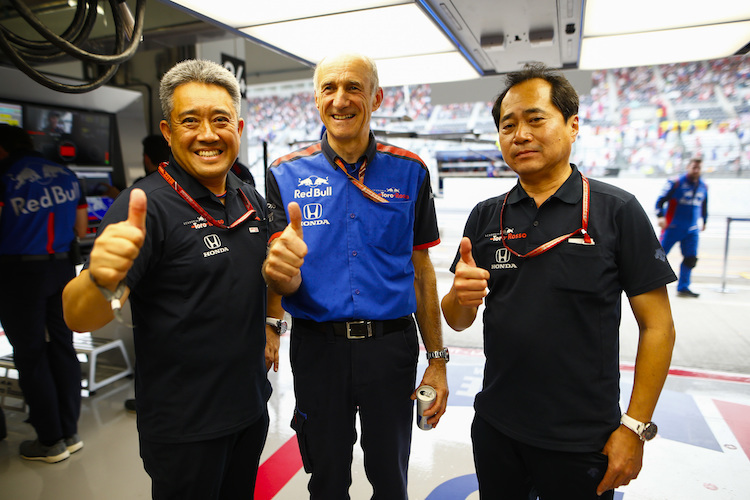 Masashi Yamamoto, Toro-Rosso-Teamchef Franz Tost und Toyoharu Tanabe in Suzuka 2018