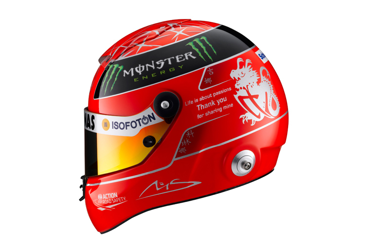 Schumi letzter F1-Helm, mit Dank an alle…