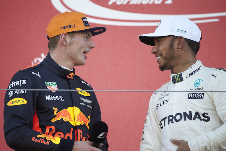 Max Verstappen und Lewis Hamilton