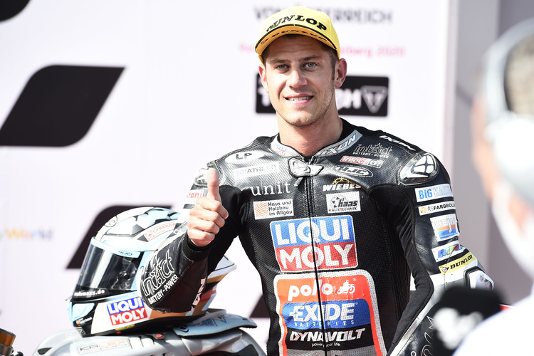 Marcel Schrötter auf dem podium in Spielberg