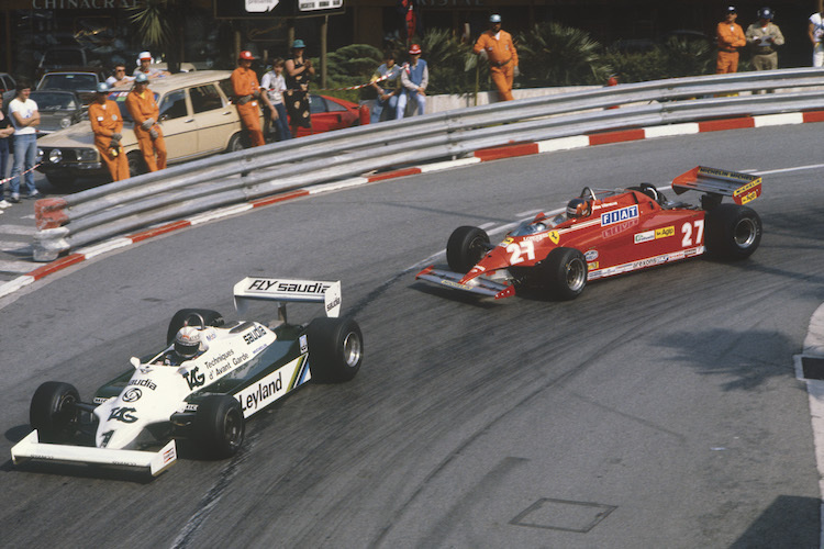 Alan Jones in Monaco 1981 vor Gilles Villeneuve im Ferrari