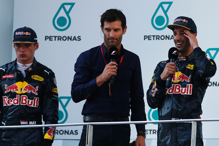 Mark Webber mit Max Verstappen und Daniel Ricciardo