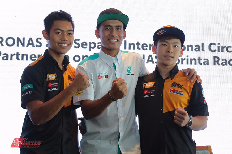 Das SIC-Racing-Team: Norrodin, Syahrin und Sasaki