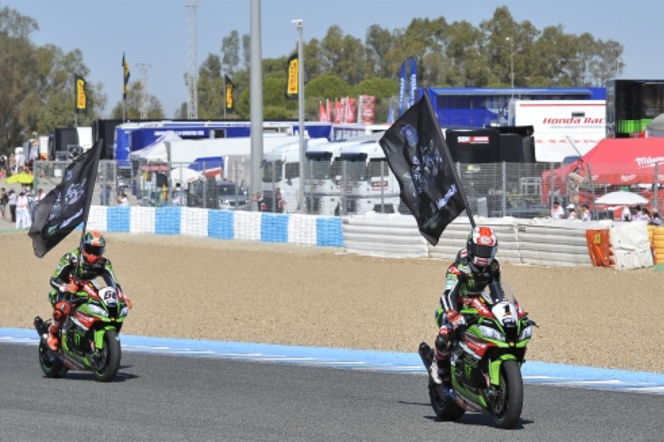 Tom Sykes und Jonathan Rea (1) sicherten Kawasaki den Hersteller-Titel