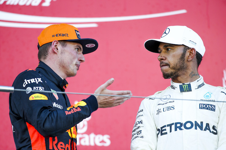 Max Verstappen und Lewis Hamilton