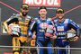 Randy Krummenacher (2.), Sieger Lucas Mahias und Sandro Cortese (3.)