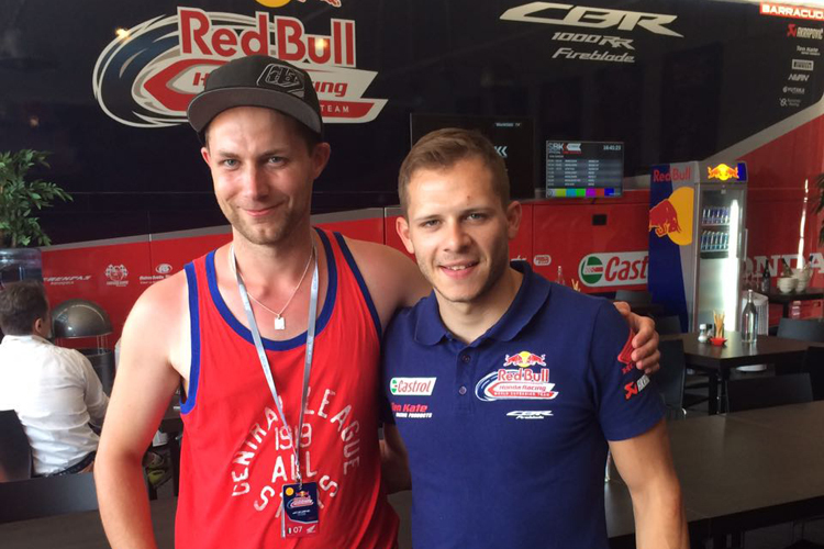 In der Hospitality von Red Bull Honda: Marcel Dachs (li.) mit Stefan Bradl