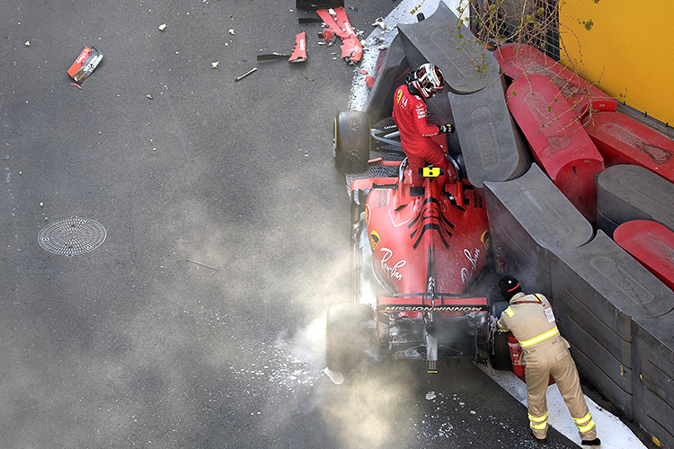 Charles Leclerc nach seinem Crash