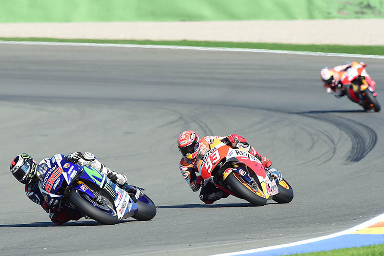 Jorge Lorenzo vor Marc Márquez und Dani Pedrosa