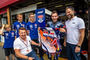 Die Teamchefs Ingo und Florian Prüstel mit Kornfeil und Pir Beirer sowie Jens Hainbach