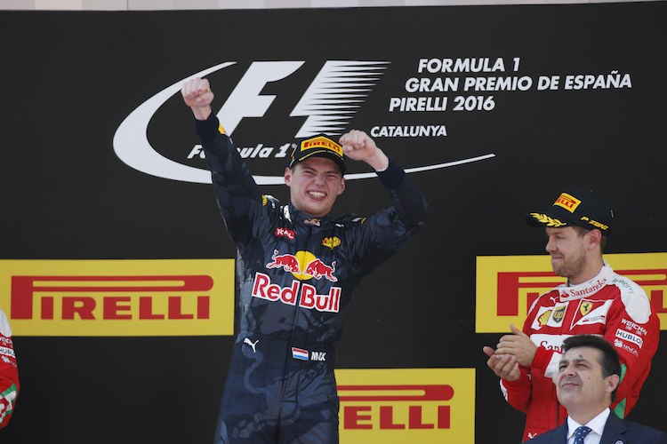 Max Verstappen und Sebastian Vettel nach dem Spanien-GP