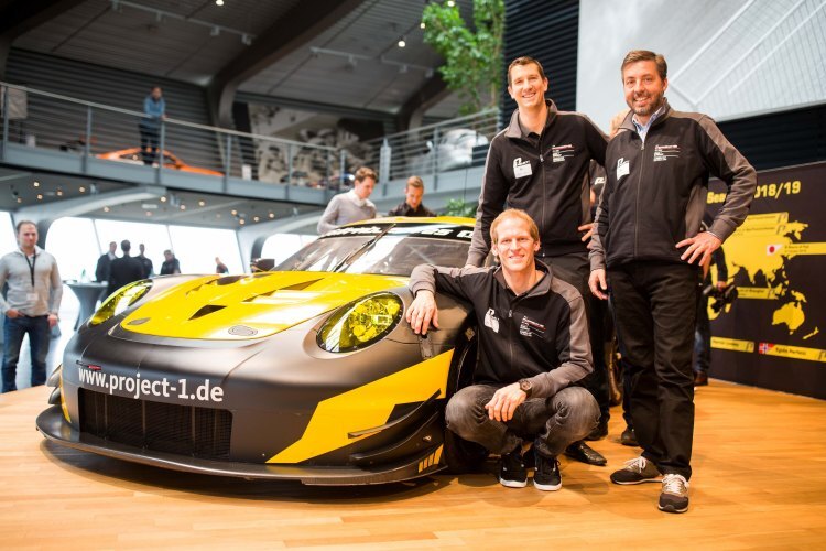 Fahrer-Trio für die FIA WEC: Jörg Bergmeister (u.), Patrick Lindsey (o. li.) und Egidio Perfetti