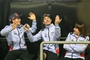 Dritter der Team-WM: Gresini-Inhaberin Nadia Padovani mit den Márquez-Brüdern
