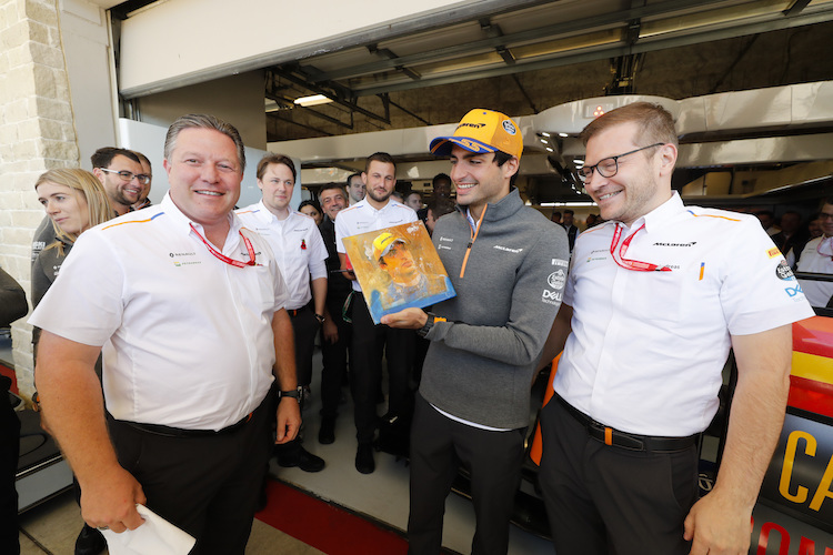 Zak Brown, Carlos Sainz und Andreas Seidl 2019 in Austin