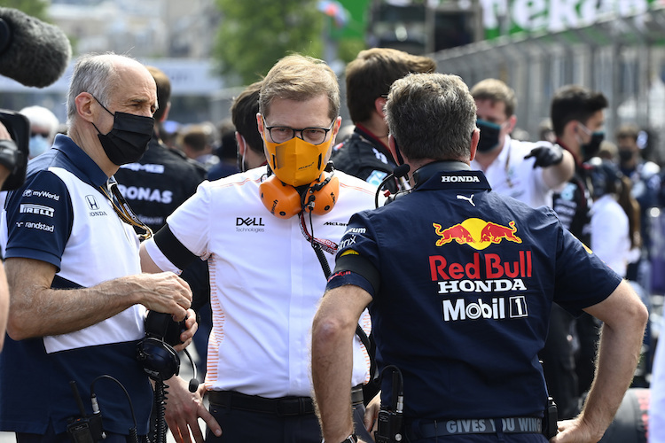 Die Teamchefs Franz Tost, Andreas Seidl und Christian Horner