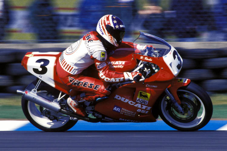 Raymond Roche 1990 beim Superbike-WM-Lauf in Donington Park 
