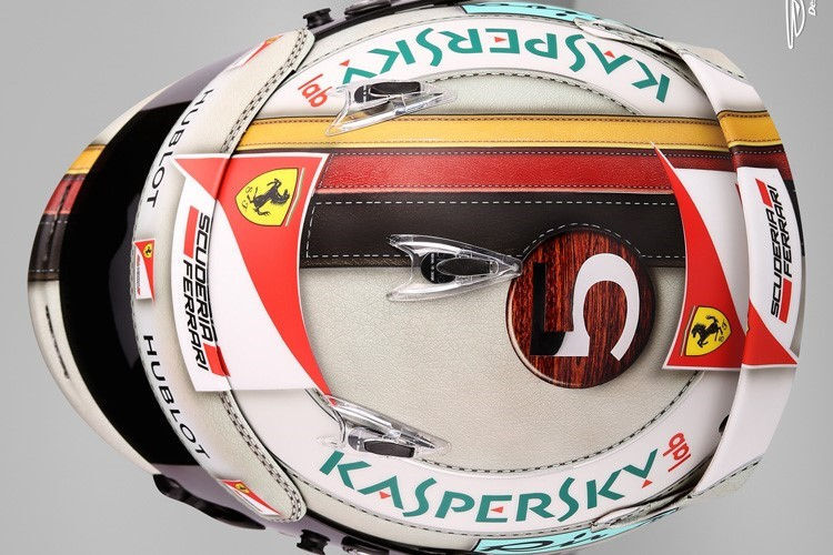 Besonders schön: Vettels Helm im Leder-Look