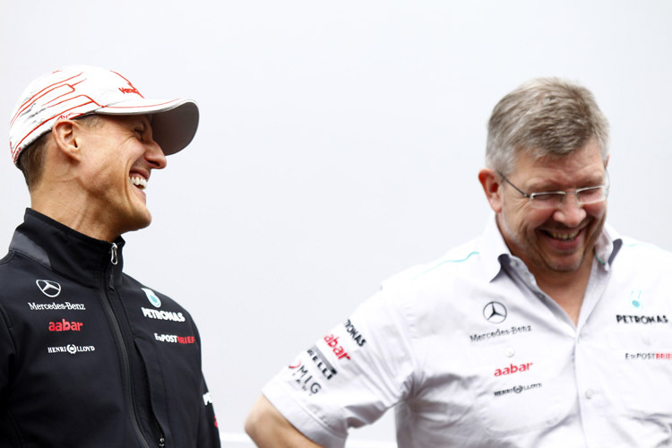 Schumi mit Mercedes-Teamchef Ross Brawn