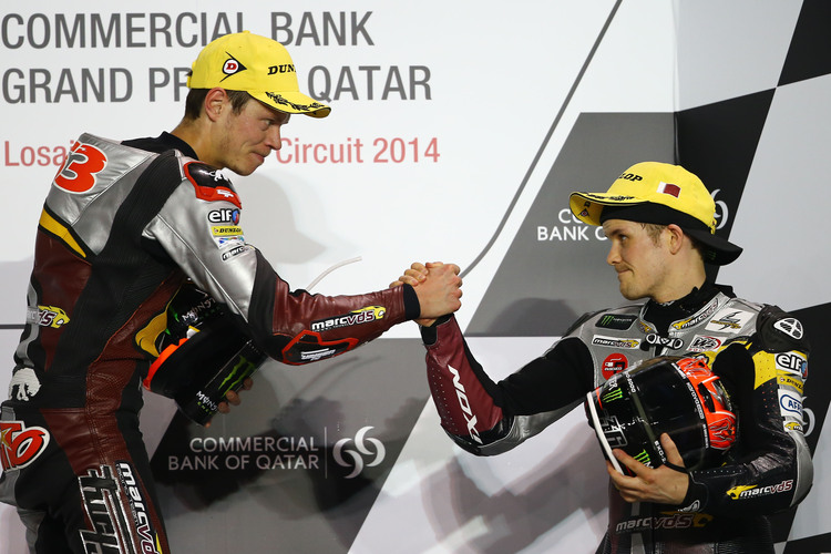 Katar-GP: Sieger Tito Rabat (li.) mit Mika Kallio