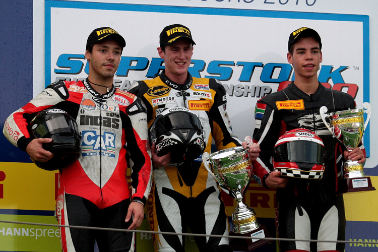 Podium Magny Cours: Lombardi, Metcher und Convena (v.l.)