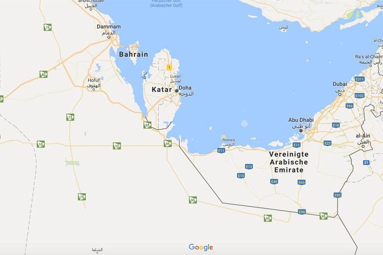 Jetzt auf dem Landweg nicht mehr erreichbar Katar