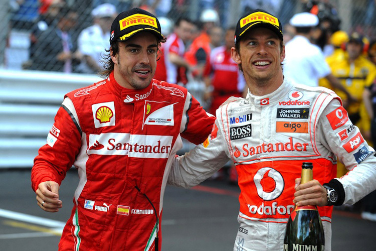 Fernando Alonso und Jenson Button nach dem Monaco-GP 2011