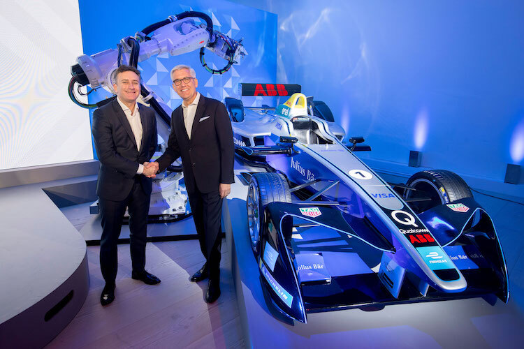 CEO unter sich: Formel-E-Chef Alejandro Agag (links) mit ABB-Chef Ulrich Spiesshofer