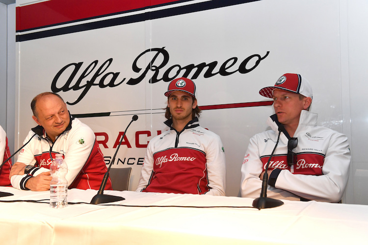 Fred Vasseur mit Giovinazzi und Kimi Räikkönen