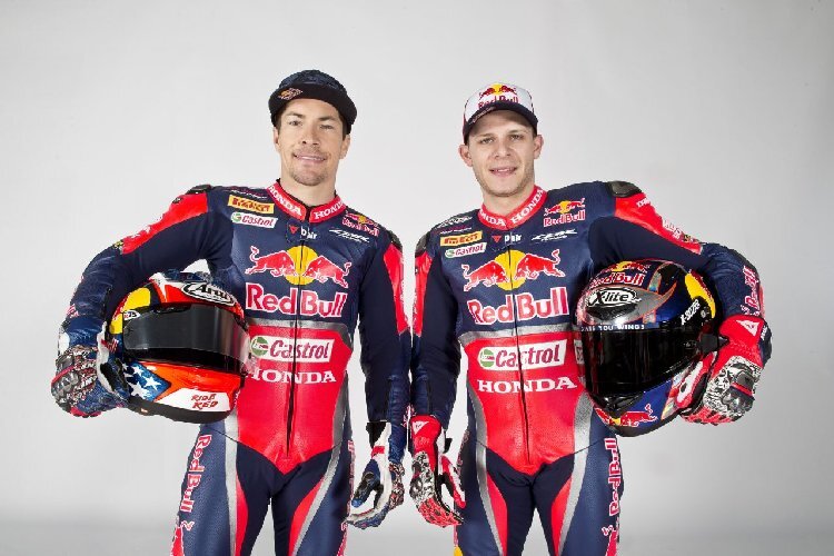 Nicky Hayden und Stefan Bradl (v.l.) – der Teamkollege ist der erste Gegner