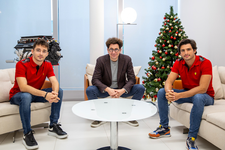 Charles Leclerc, Mattia Binotto und Carlos Sainz