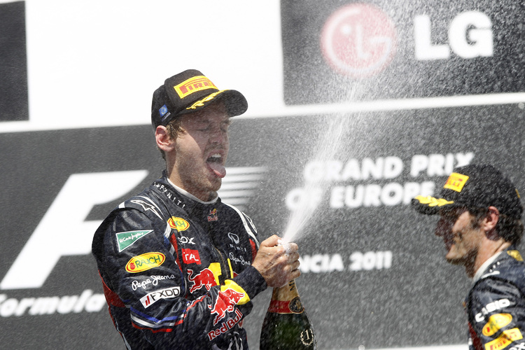 Sebastian Vettel feiert seinen sechsten Saisonsieg