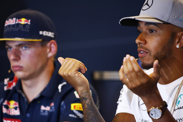 Max Verstappen und Lewis Hamilton