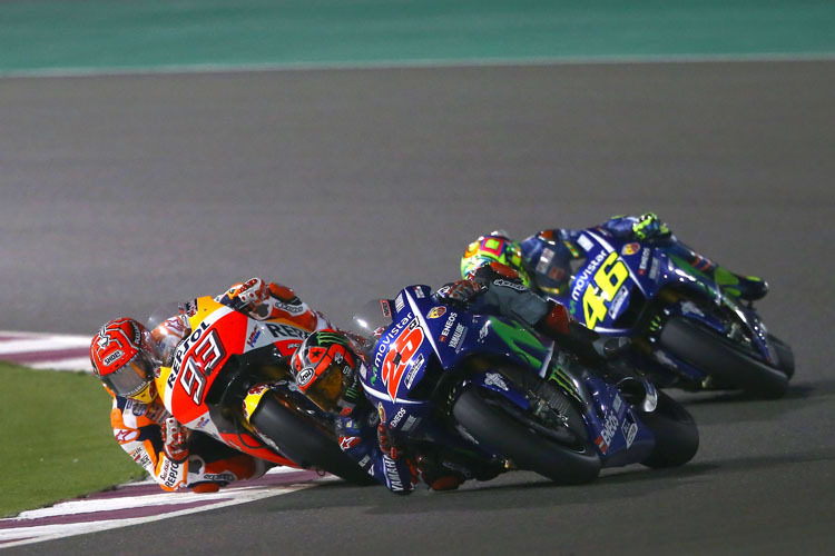 Maverick Viñales, Valentino Rossi und Marc Márquez sorgen für Spannung in der MotoGP-WM