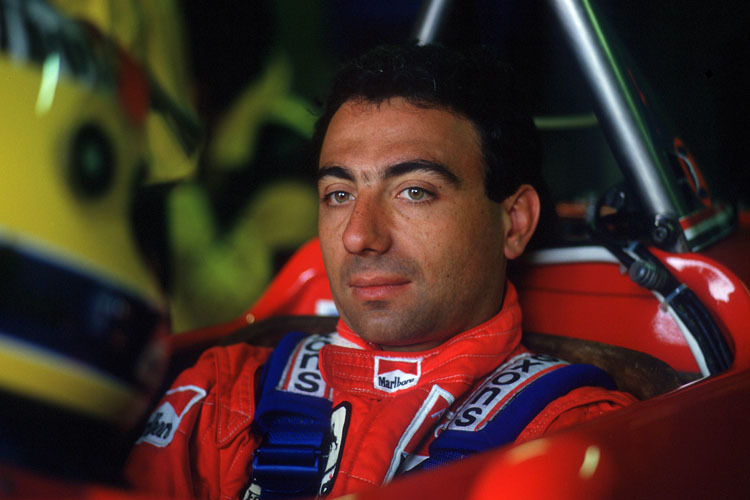 Am vorläufigen Ziel der Wünsche: Michele Alboreto im Ferrari