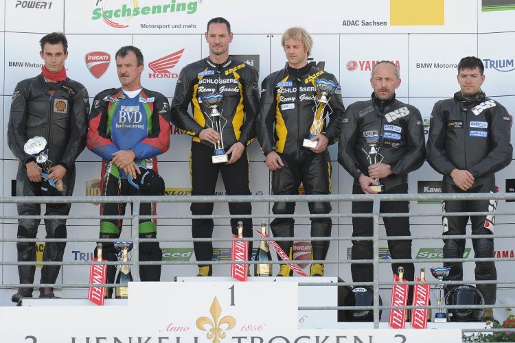 Das IDM Sidecar-Podium am Sachsenring