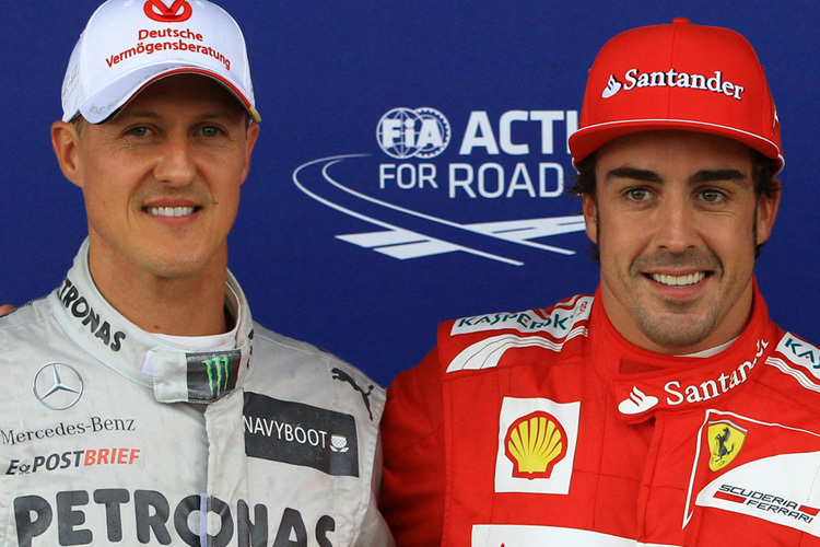 Michael Schumacher mit Fernando Alonso