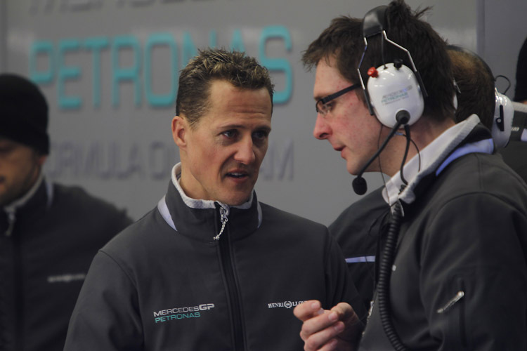 Schumi und sein Renningenieur Andrew Shovlin