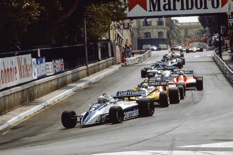 Patrese, Prost, Pironi und de Cesaris in Monaco 1982